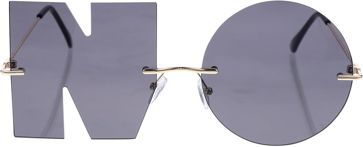 

Модные солнцезащитные очки с буквами алфавита, легкие и стильные пляжные солнцезащитные очки для мужчин и женщин, золотая оправа, серые линзы, аксессуары для очков TOPPERFUN, Black