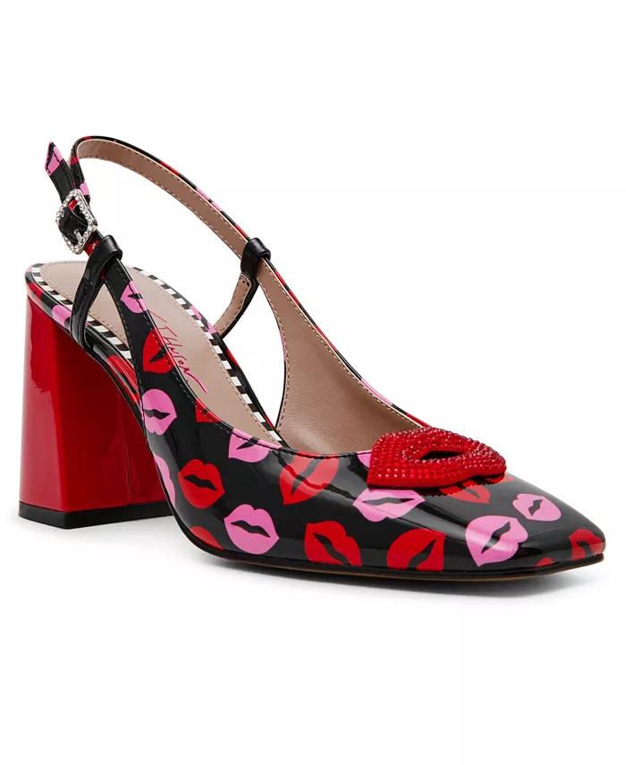 Женские туфли Ashhley на платформе с каблуком-танкеткой и принтом губ Betsey Johnson, красный