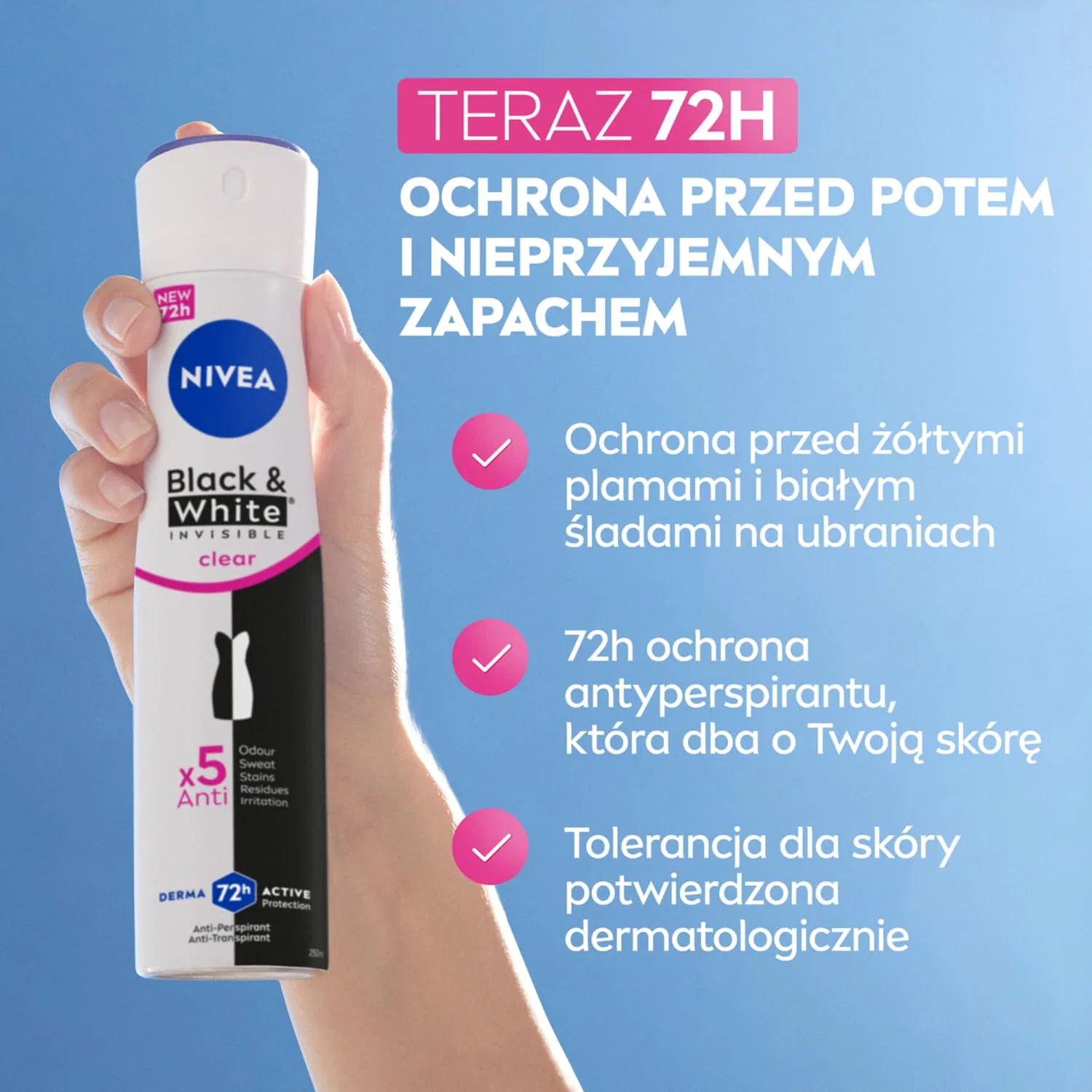 Женский спрей-антиперспирант «Black & White Invisible Clear» от NIVEA, 250 мл Nivea — фото 3