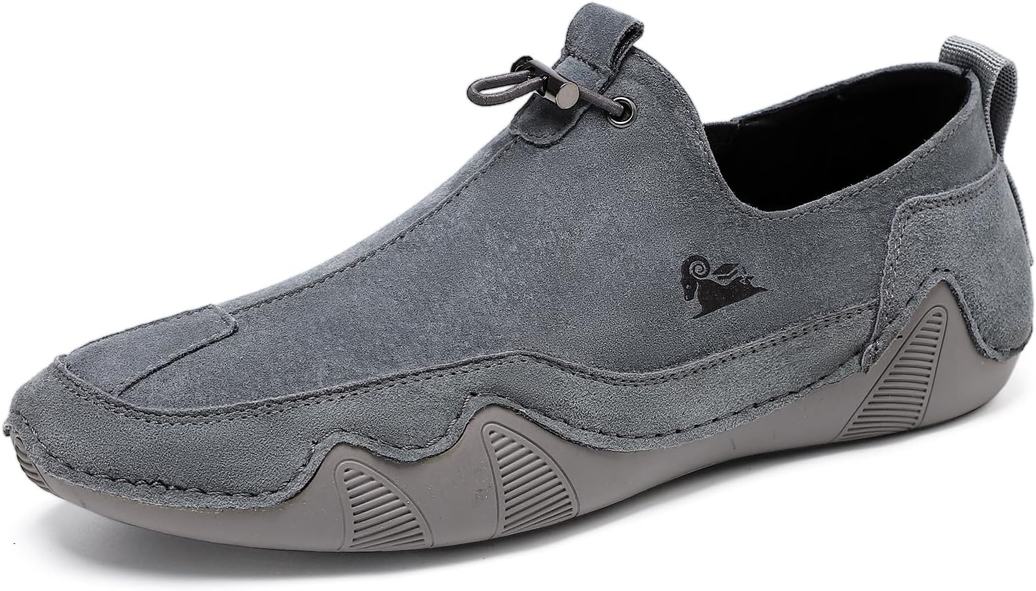 

Мужские повседневные кожаные слипоны с эластичным ремнем Cubicbee, итальянские ручной работы, замшевые кроссовки, модные тапочки на липучке, обувь для вождения, дышащие, противоскользящие, Grey-a