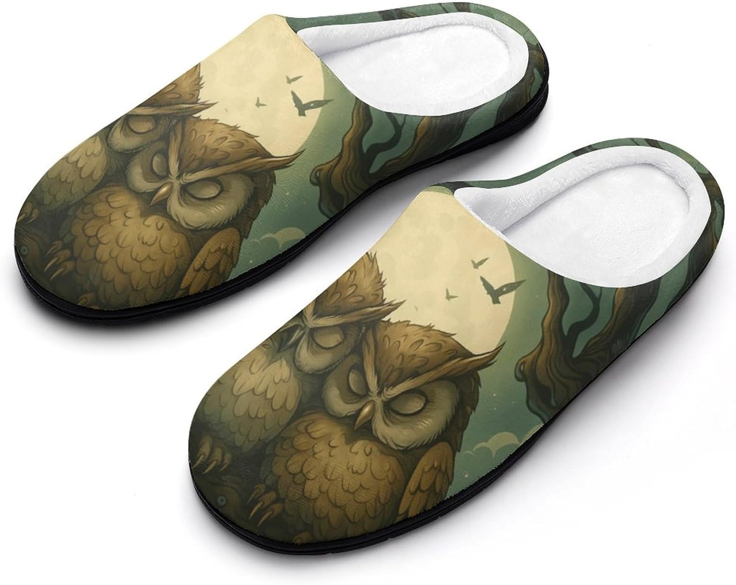 

Мужские домашние тапочки KKdskkds с принтом милых тюльпанов, хлопковые, теплые, уютные, дышащие, с противоскользящей подошвой, Moonlit Cute Owls Clinging Together