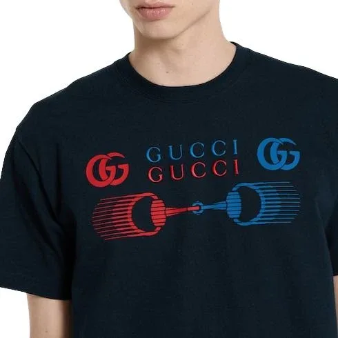 Футболка Gucci Di Cotone Stampato 25 Blue Navy — фото 4