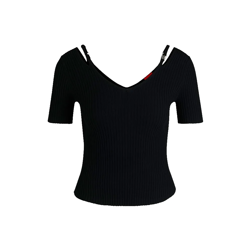 

Футболка HUGO Shata 01 short sleeve v neck, черный