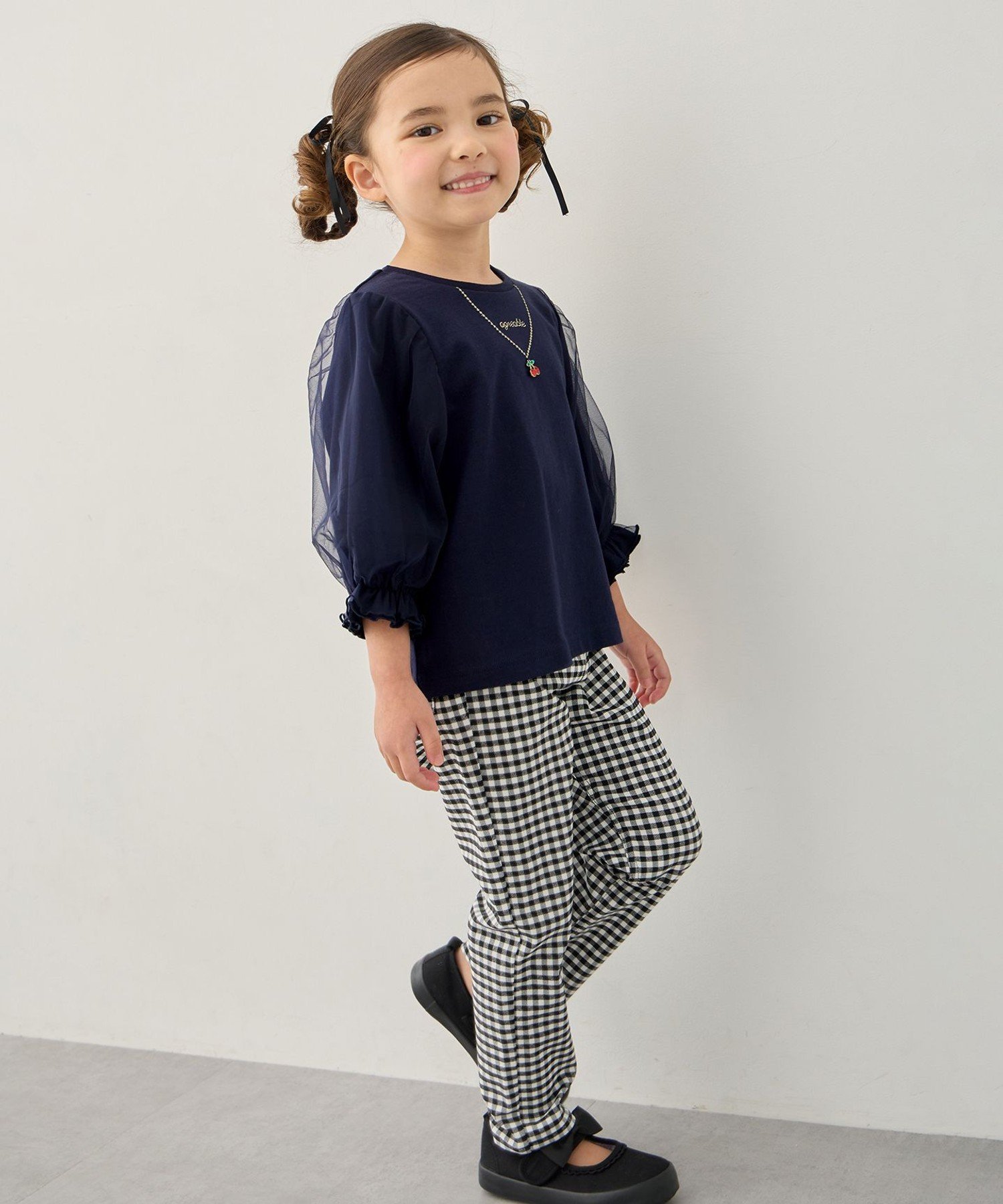 Эластичные брюки Tokimeki с принтом по всей поверхности ANY KIDS, Gingham check [305] — фото 2
