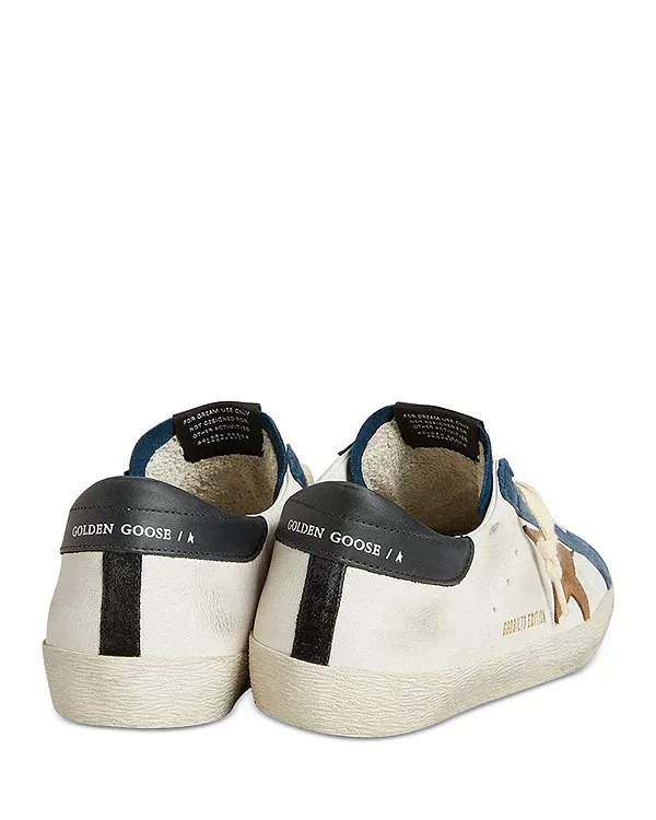 Мужские кожаные низкие кроссовки Super Star Golden Goose, синий — фото 3