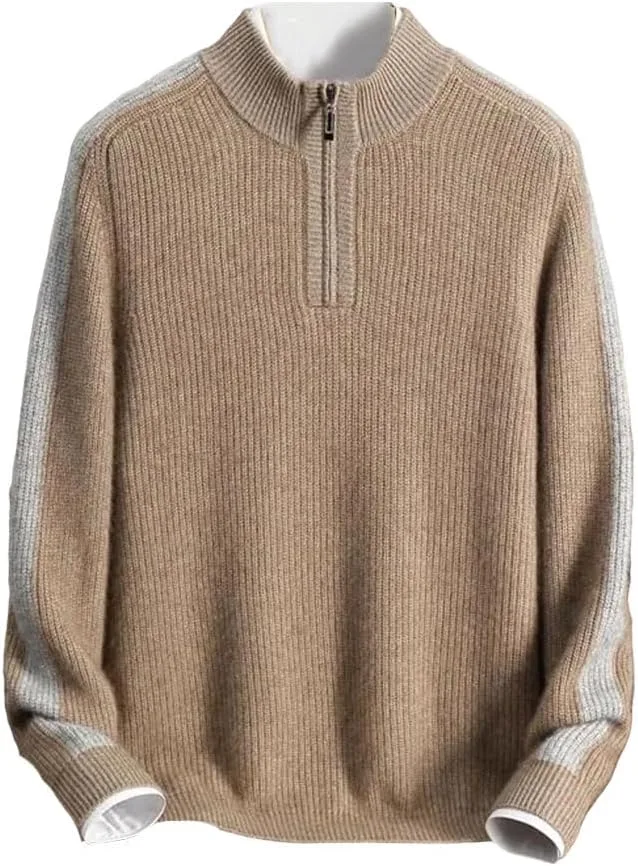 

Мужской кашемировый полузастегивающийся воротник-стойка вязаный пуловер толстый повседневный