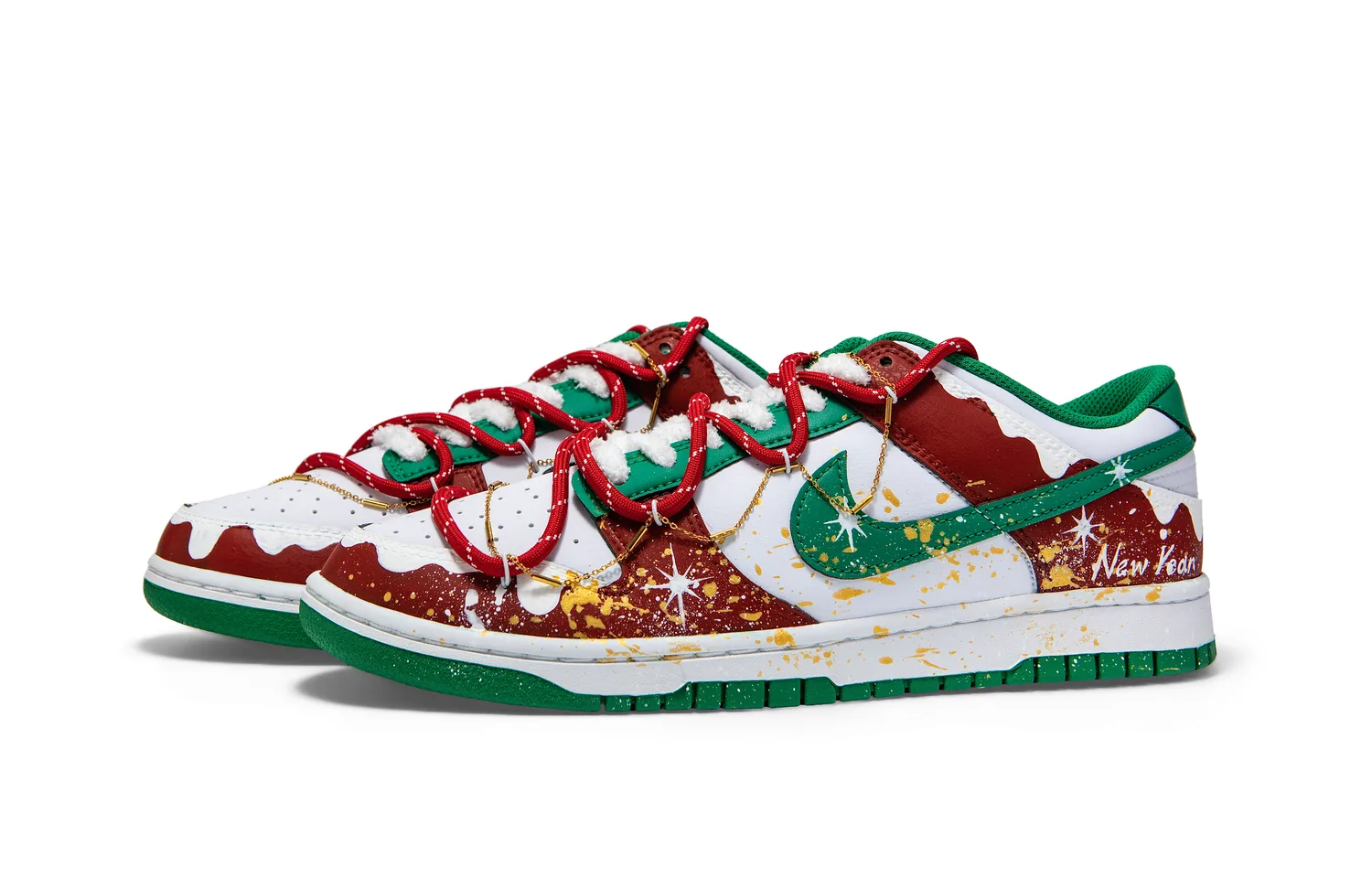 Nike Кроссовки для скейтбординга dunk leather низкие мужские красные зеленые — фото 4