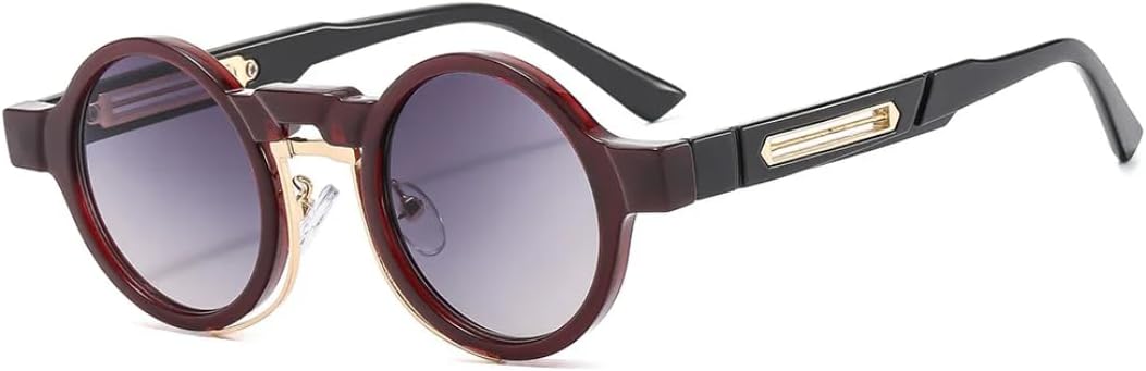 

Популярные маленькие круглые панк-солнцезащитные очки для женщин в стиле ретро с прозрачными градиентными линзами цвета океана, защита от УФ-излучения UV400 для мужчин, двухцветные UATXTAU, Red