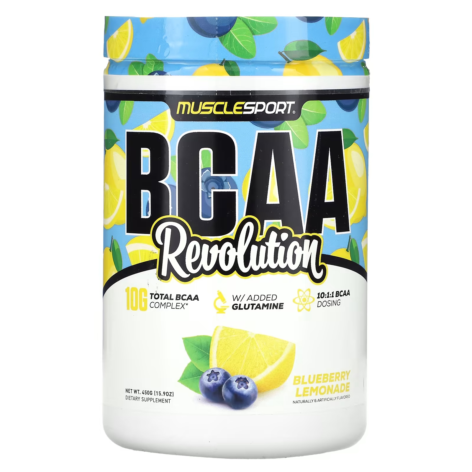 

Добавка MuscleSport BCAA Revolution черничный лимонад, 450 г