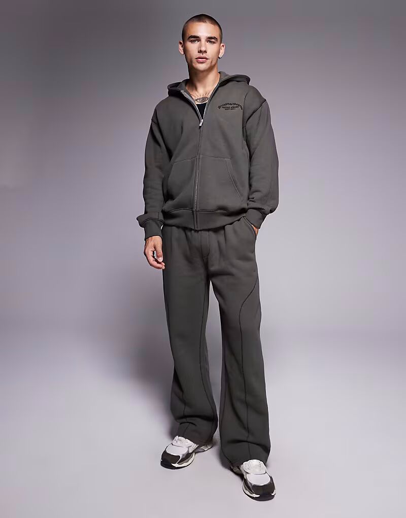 

Мешковатые спортивные брюки с коверлоком темно-серого цвета Good For Nothing