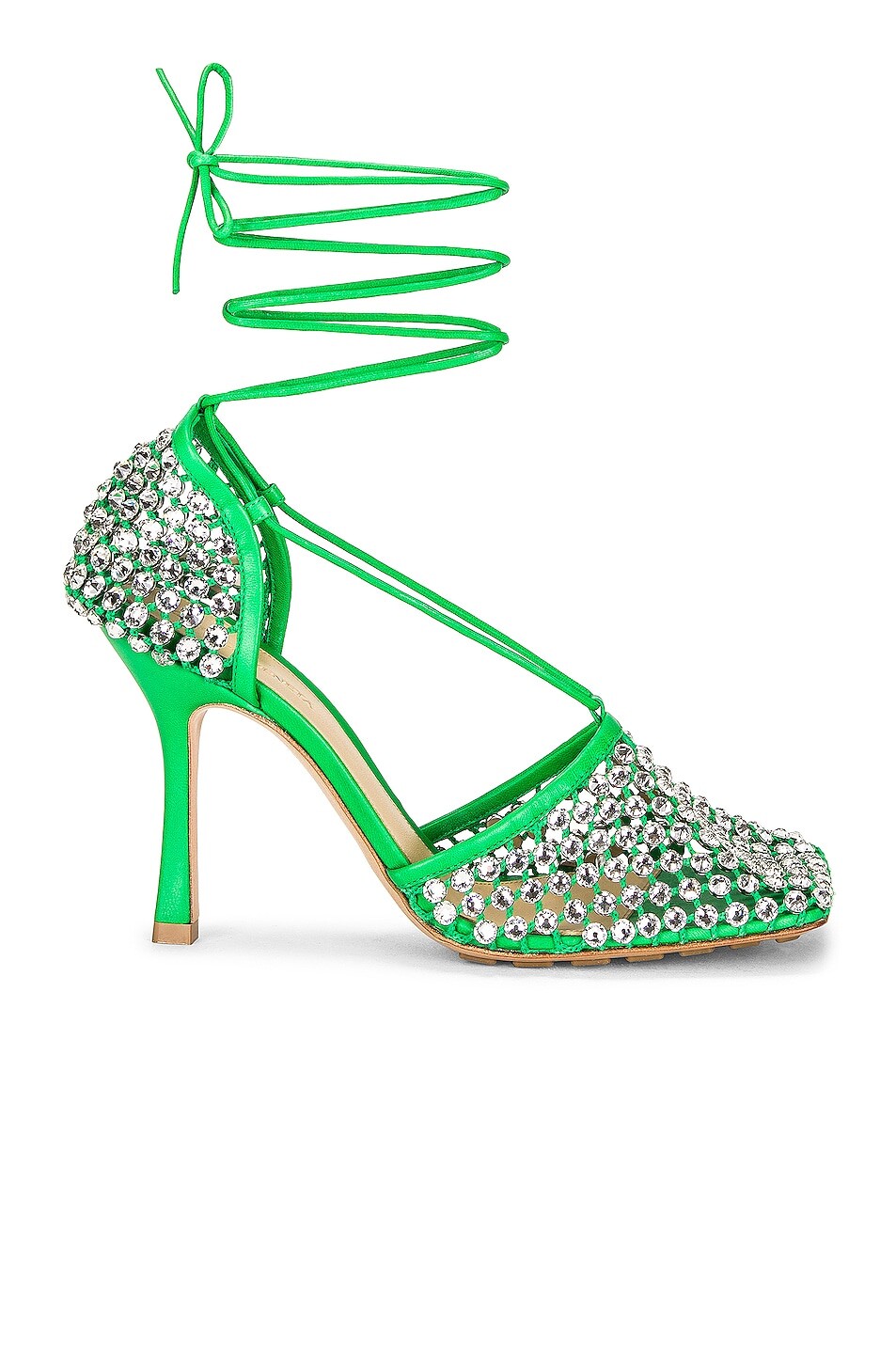 

Туфли Bottega Veneta Sparkle Stretch Lace-Ups, цвет Parakeet
