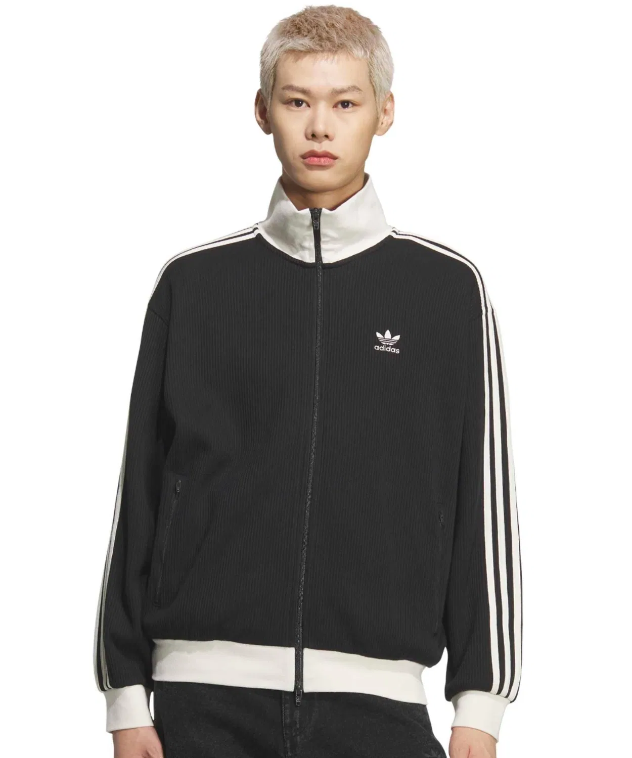 Толстовка adidas Waffle Classic Track Top, полиэстер 65%, хлопок 35%, чёрный — фото 2