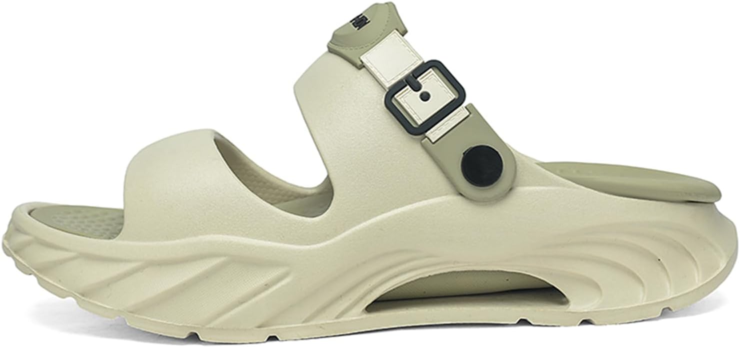 

Мужские легкие сабо с платформой и толстой подошвой, дышащие, с регулируемым пряжечным ремешком, открытым носком, слипоны, повседневные сандалии для лета, пляжа, бассейна, прогулок, использования на улице и дома Psieicwm, зеленый