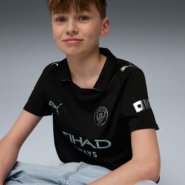 Футболка для больших детей Manchester City 25/26 Away Replica Puma, черный — фото 2