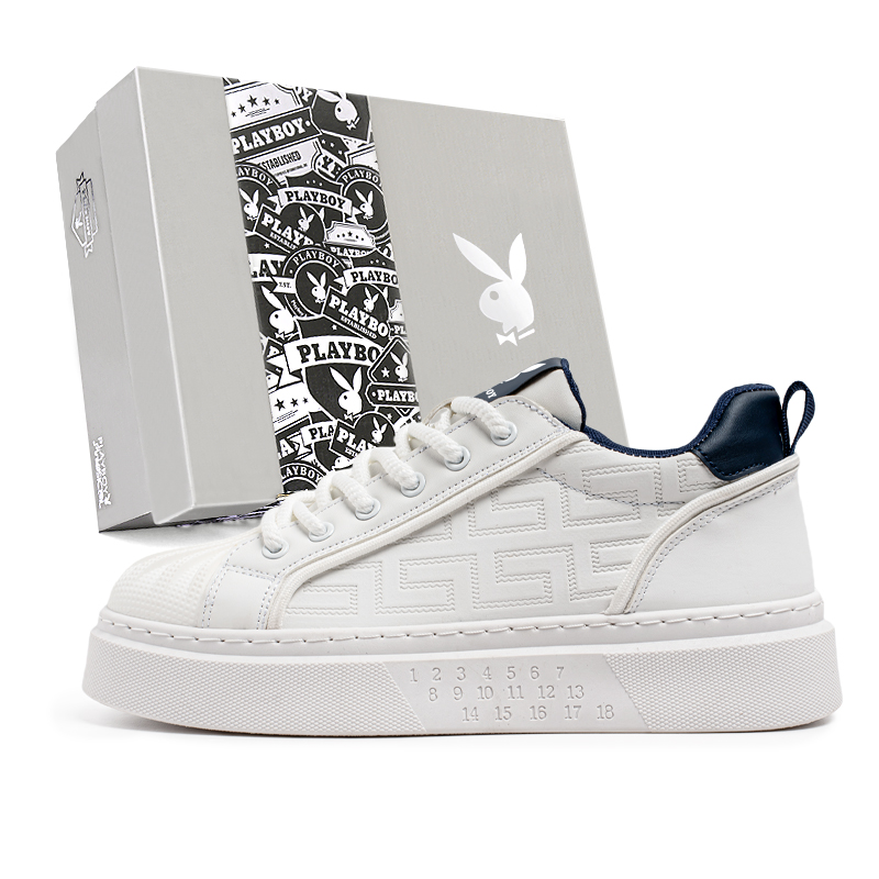 

Playboy Мужские скейтерские кроссовки низкие бело-синие, цвет White Blue