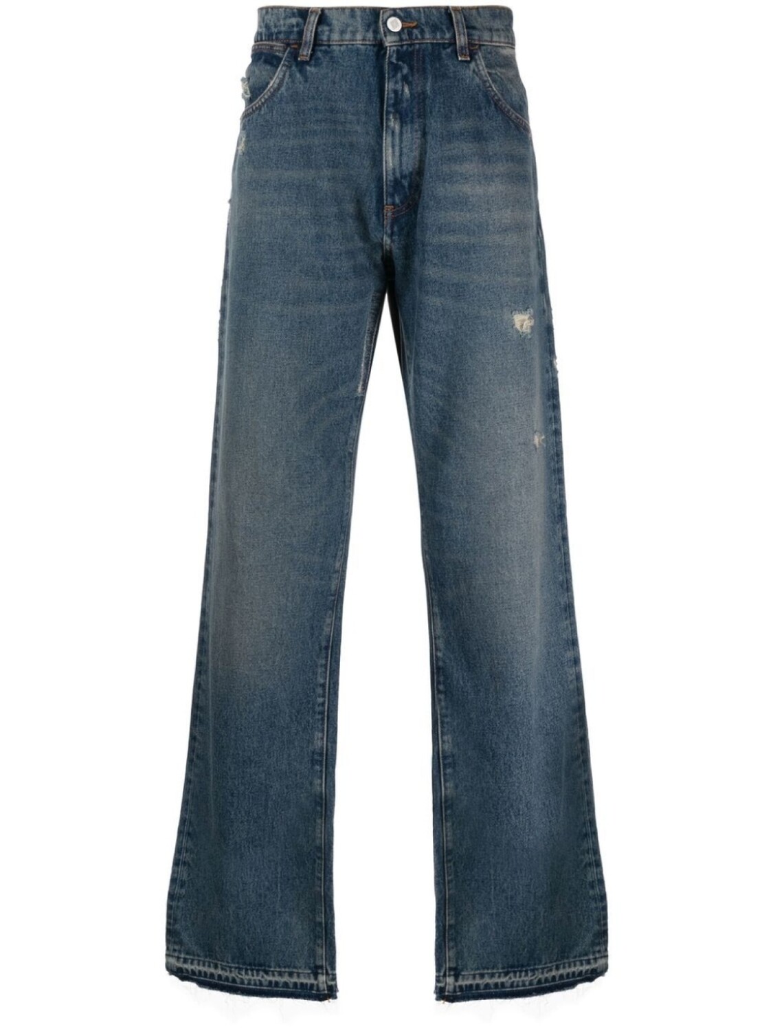 

Прямые джинсы с эффектом потертости AMISH, синий