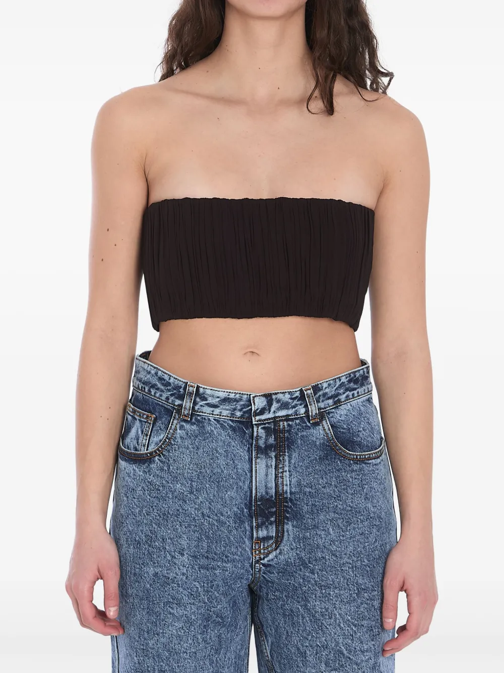 

Плиссированный топ Alaïa, коричневый