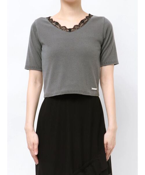 

Топ кружевной ребристый EMODA, серый