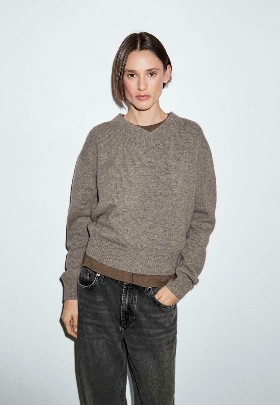 

Джемпер Massimo Dutti V-NECK KNIT, Light Brown