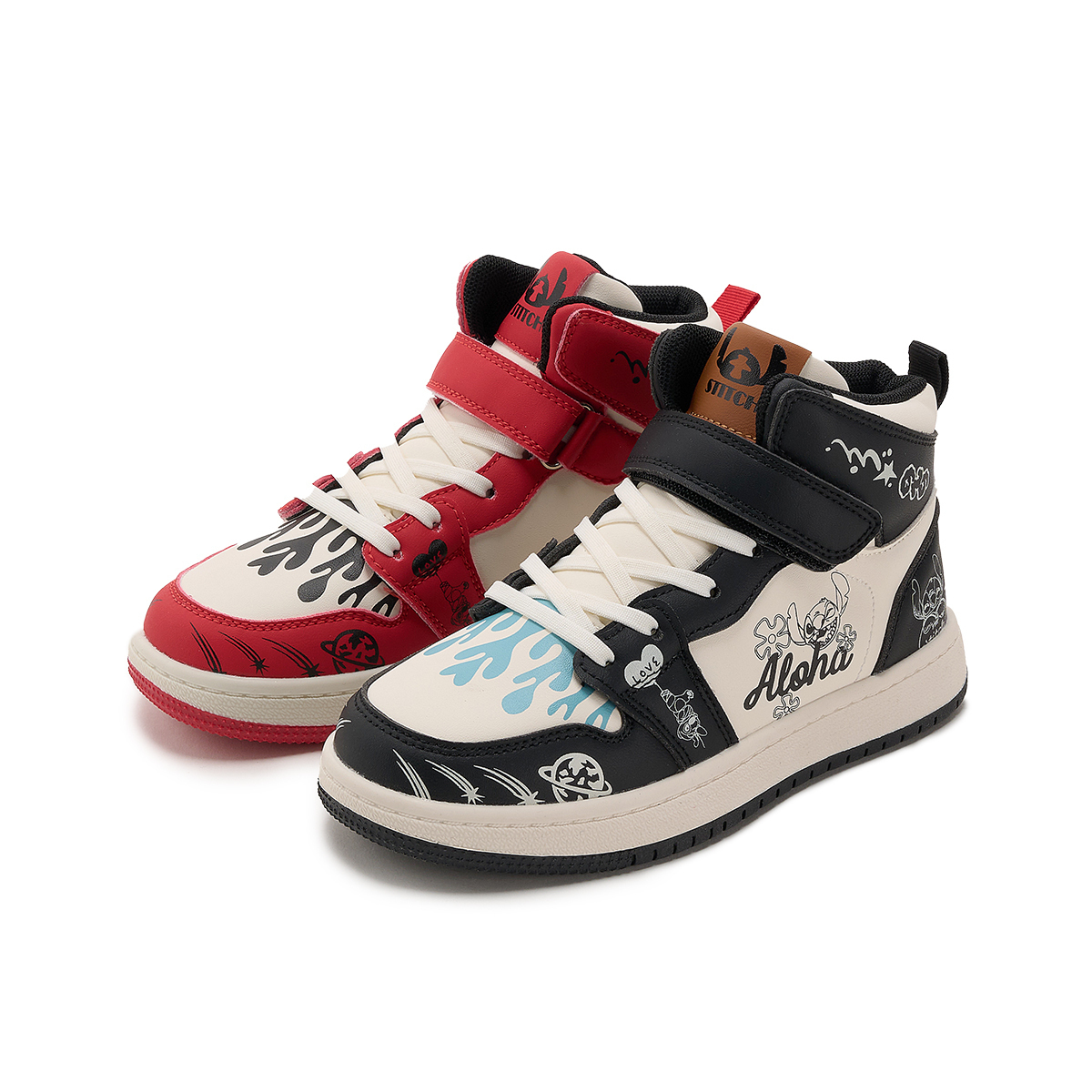 

Стелька Stitch нескользящая, устойчивая к истиранию, дышащая, легкая амортизация высокие детские повседневные кроссовки Disney, черный красный (Mismatched Shoes)