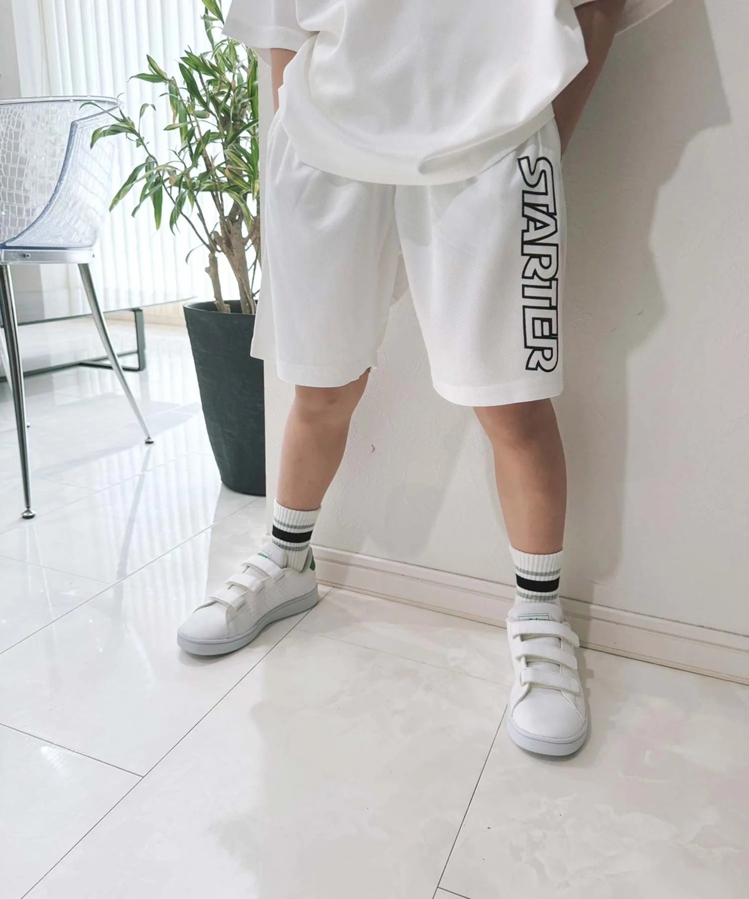 Детские шорты из дышащей сетки STARTER DRY MESH HALF PANTS белые
