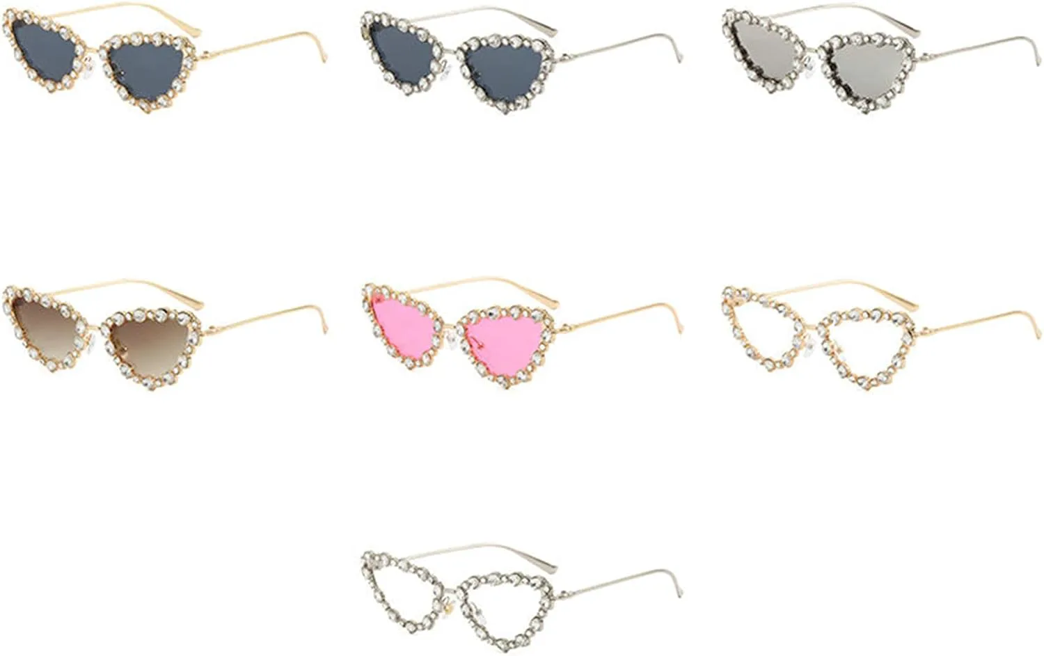 

Солнцезащитные очки Willochra «Кошачий глаз» с блестящими кристаллами, защитой от УФ-излучения, стразами и градиентным эффектом для вечеринки, Silver Black