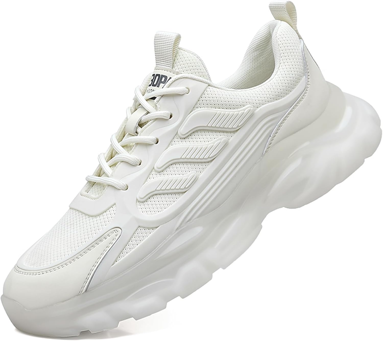 

Мужские модные дышащие сетчатые кроссовки средней высоты на шнуровке и массивной платформе, повседневные, в стиле ретро, с нескользящей мягкой подошвой, для вождения, ходьбы, бега трусцой, тенниса, ежедневного использования Netehadi, белый