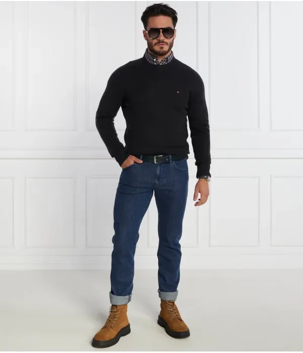 Шерстяной свитер с круглым вырезом из мериносовой шерсти MULTI HTR regular fit Tommy Hilfiger, черный — фото 2