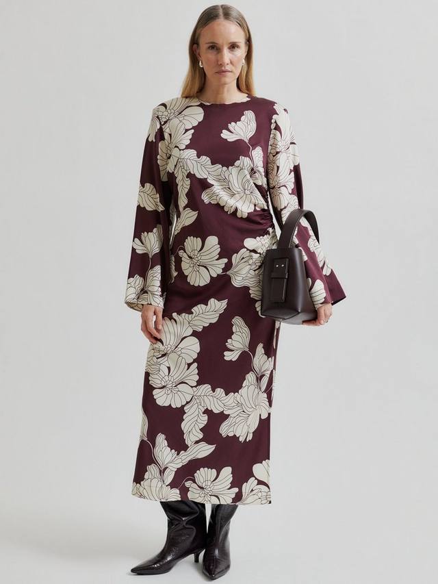 

Платье миди Elbie с цветочным принтом Second Female, Burgundy/White