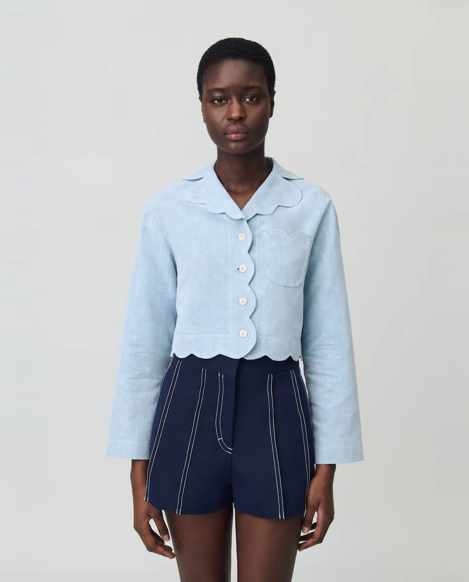 

Женская джинсовая рубашка с волнами Claudie Pierlot, светло-голубой
