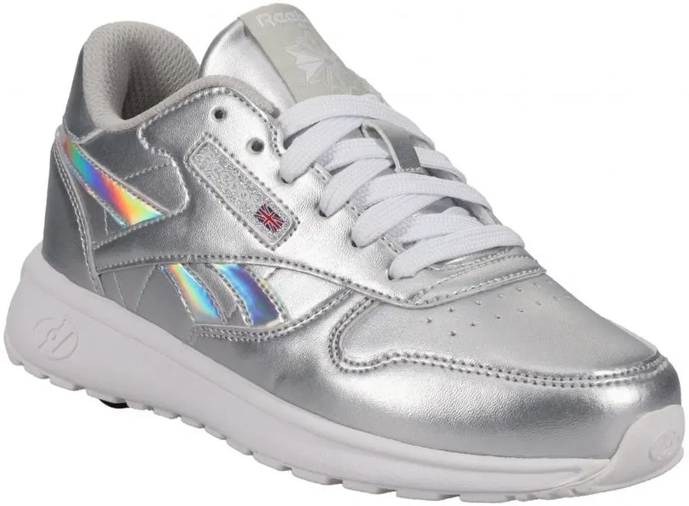 Сникерсы на колесиках, кожаные, Heelys, серебристые — фото 2