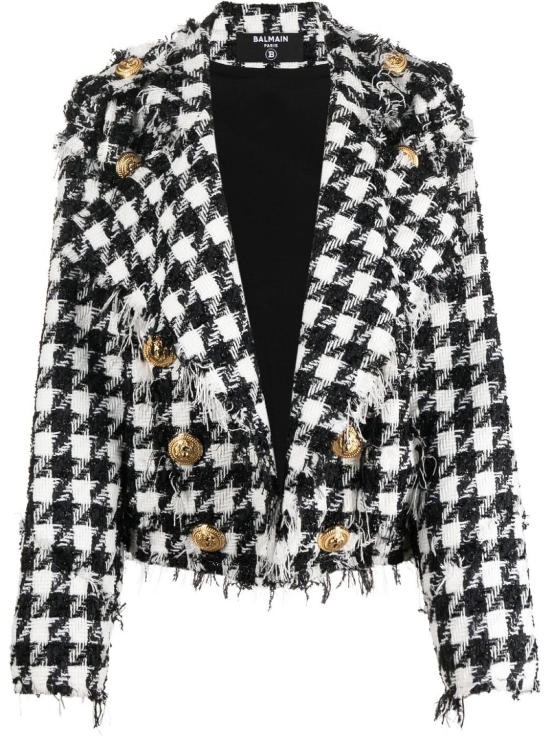 

Balmain твидовый жакет с бахромой, черный