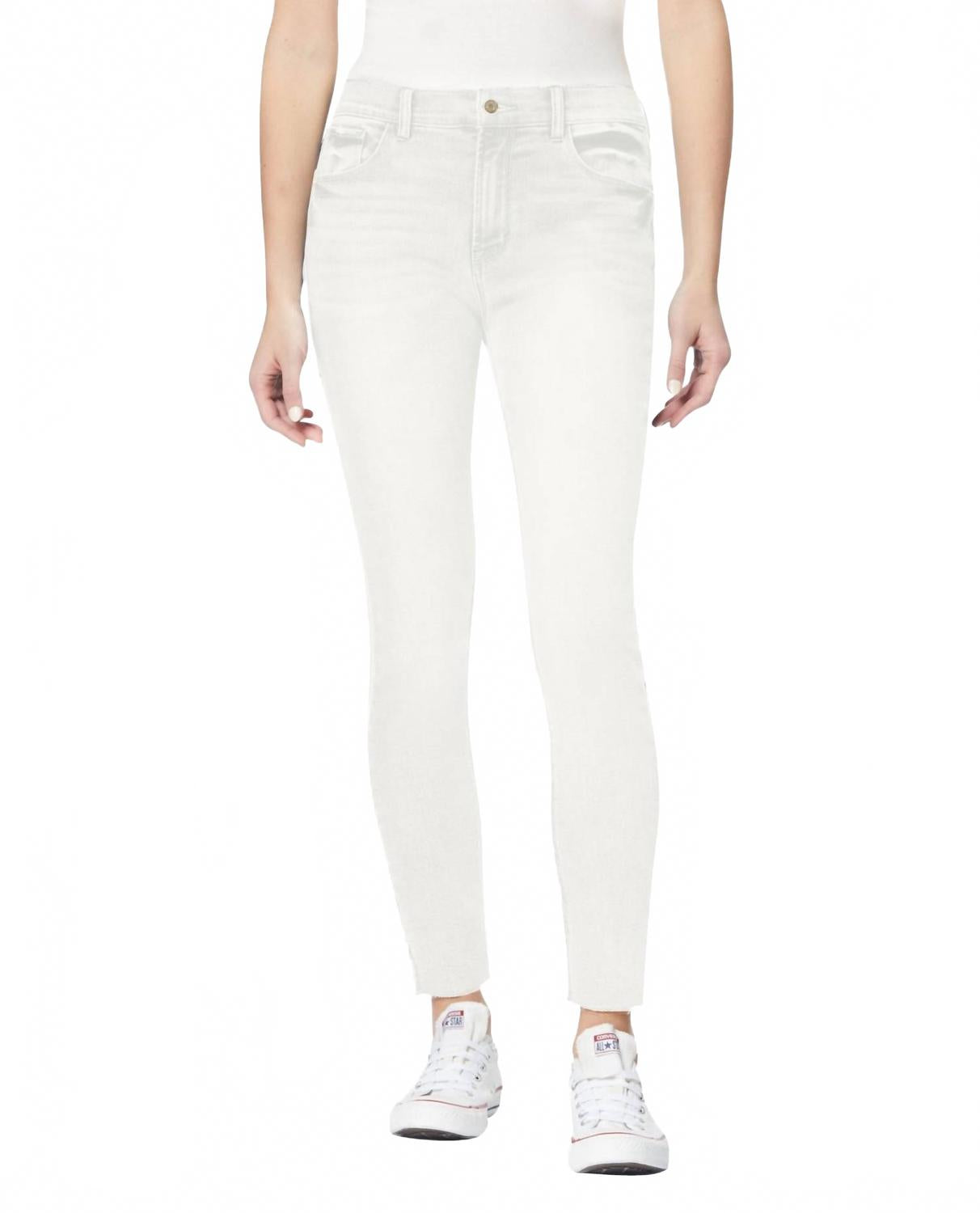 

Высокие джинсы скинни с рваным краем Ken Off White Kensie