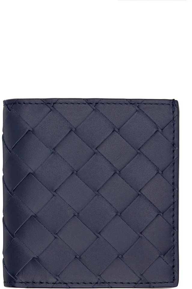 

Bottega Veneta Тонкий складной кошелек Navy intrecciato