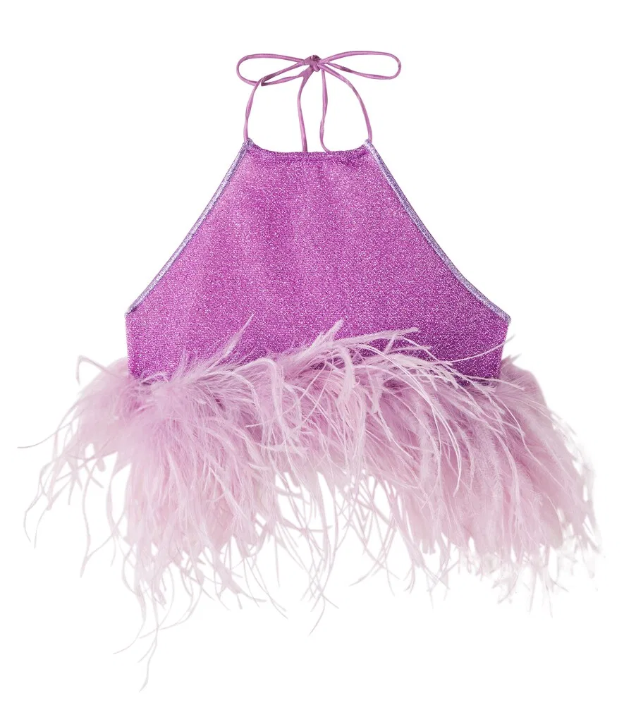 Топ Lumière Plumage с отделкой перьями Oséree Kids, фиолетовый