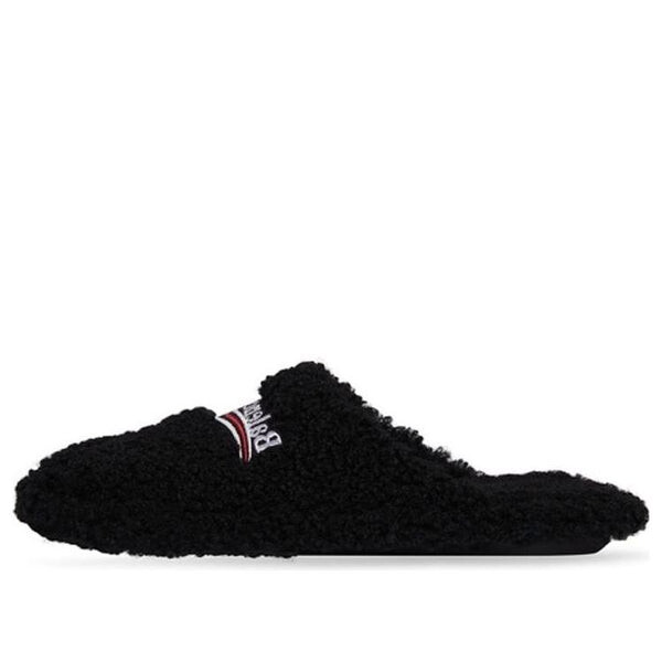 

Тапочки furry slides 'black' Balenciaga, черный