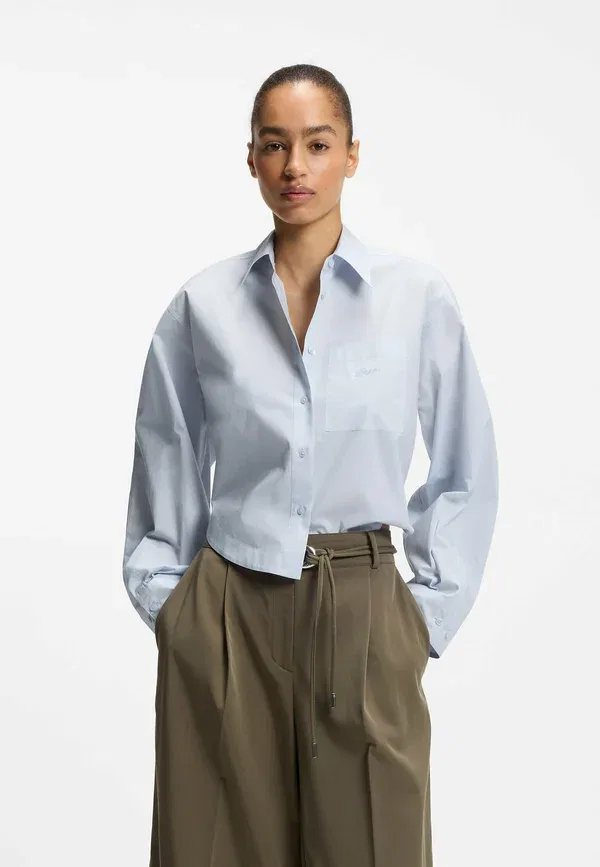 Блуза Boskota 1 button down blouse Boss, светло-голубая