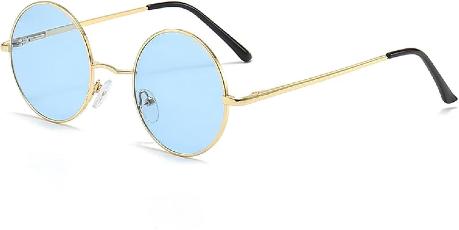 

Солнцезащитные очки с защитой от УФ-излучения UV400 | Круглая металлическая оправа в стиле панк | Для женщин и мужчин, для занятий спортом на открытом воздухе и вождения DSVIGF, Gold Blue