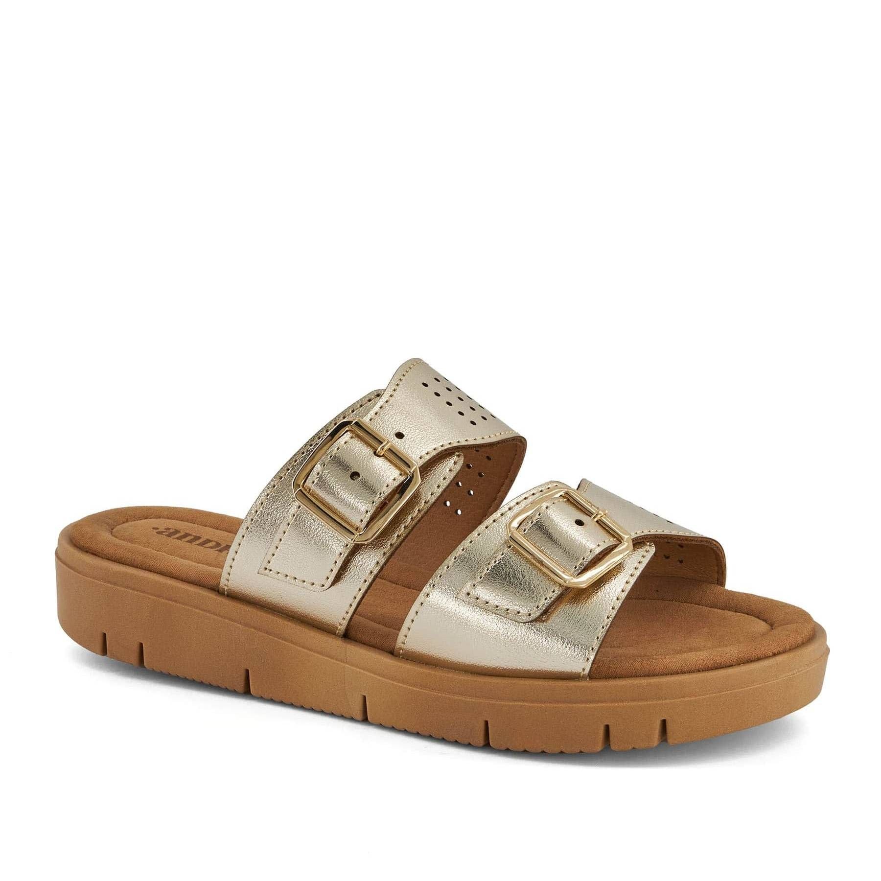 Сандалии Andrea Comfort Footbed с двойной пряжкой, золотой
