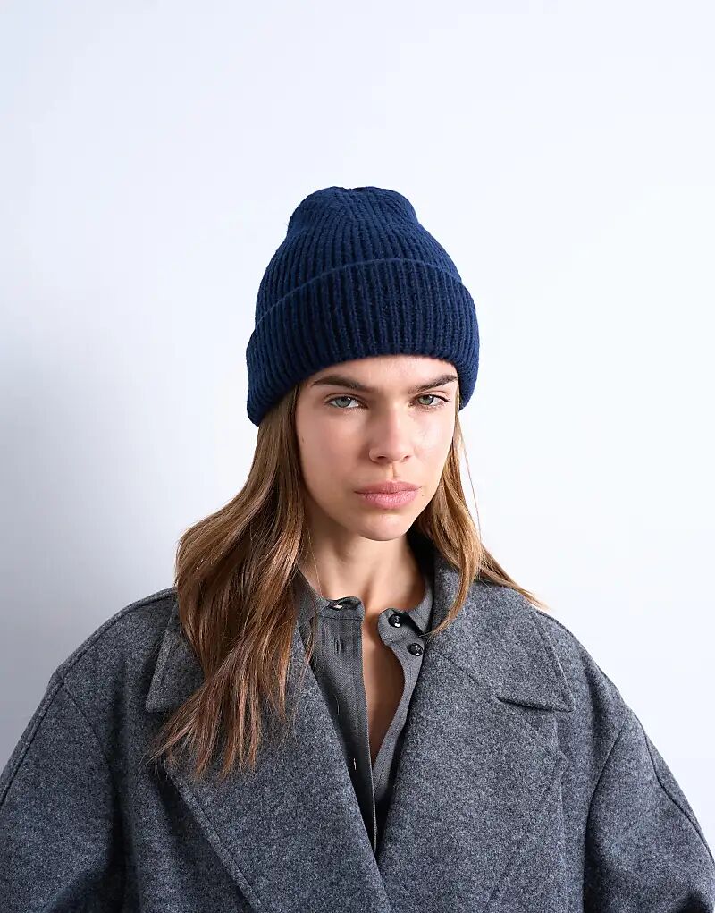 

Ребристая шапка Topshop Henry темно-синего цвета