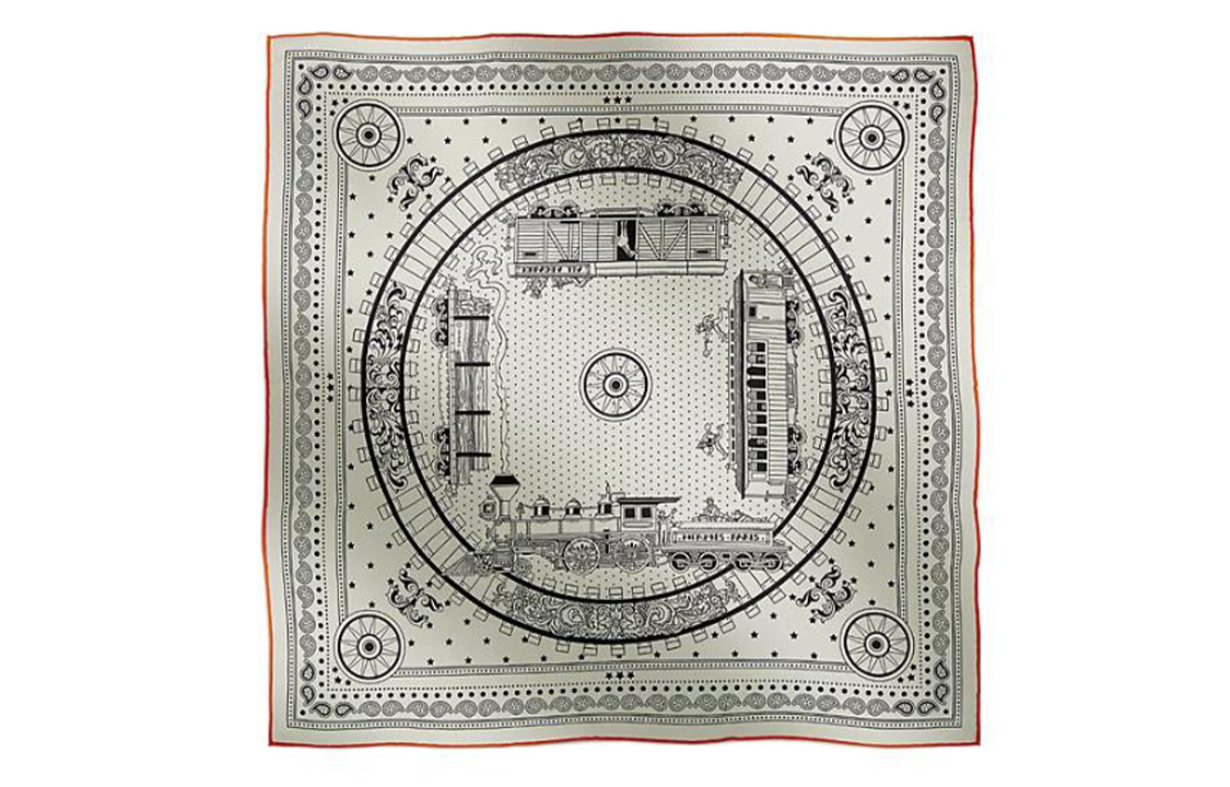 

Шёлковый платок женский белый HERMES