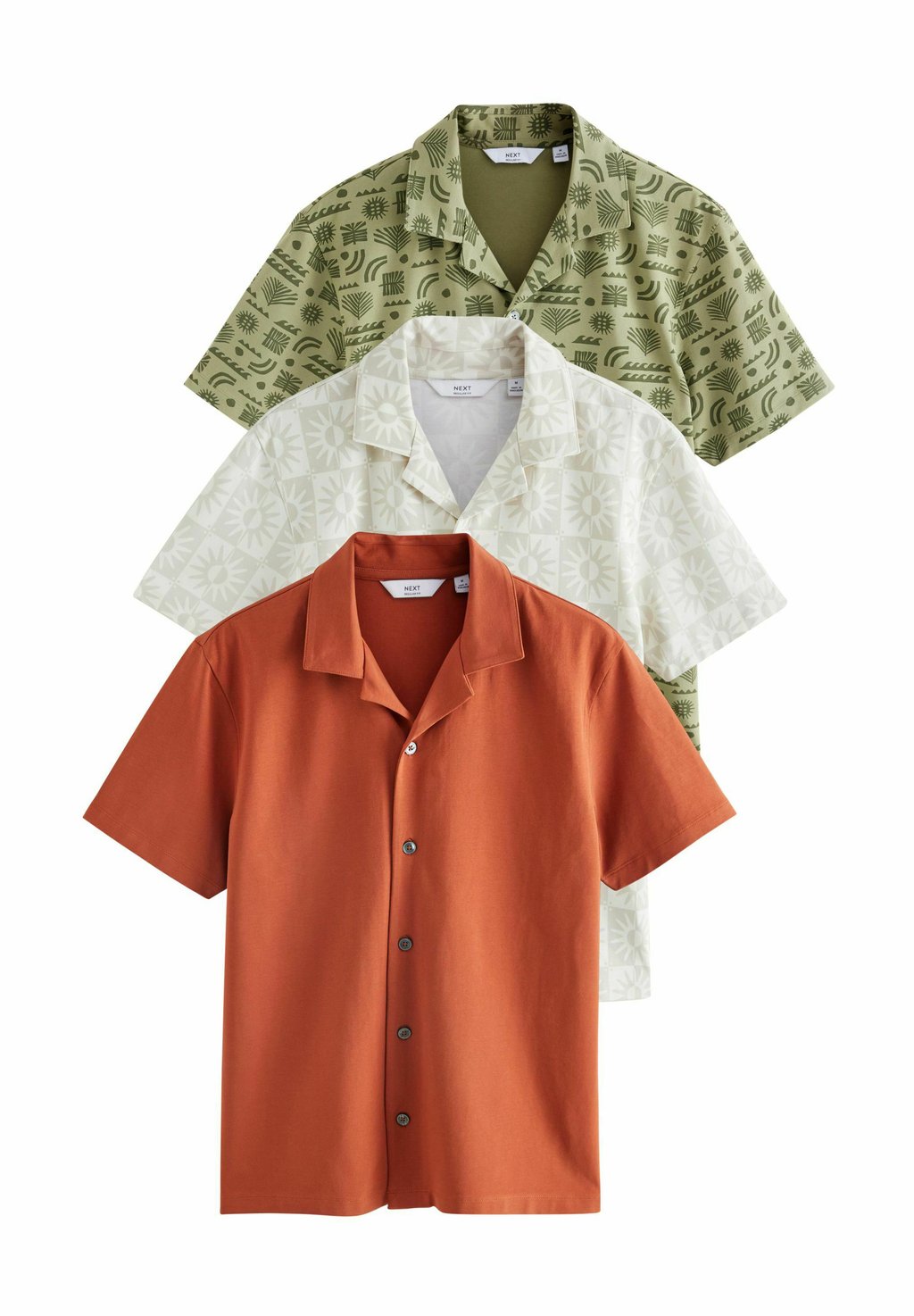 

Рубашка REGULAR FIT - CUBAN COLLAR TEXTURED SHORT SLEEVE 3 PACK Next, зеленый