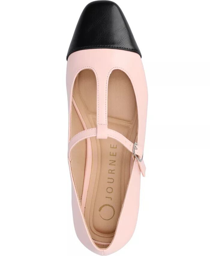 Женские туфли-лодочки Theah T-Strap Cap Toe Mary Jane Flats Journee Collection, розовый — фото 4
