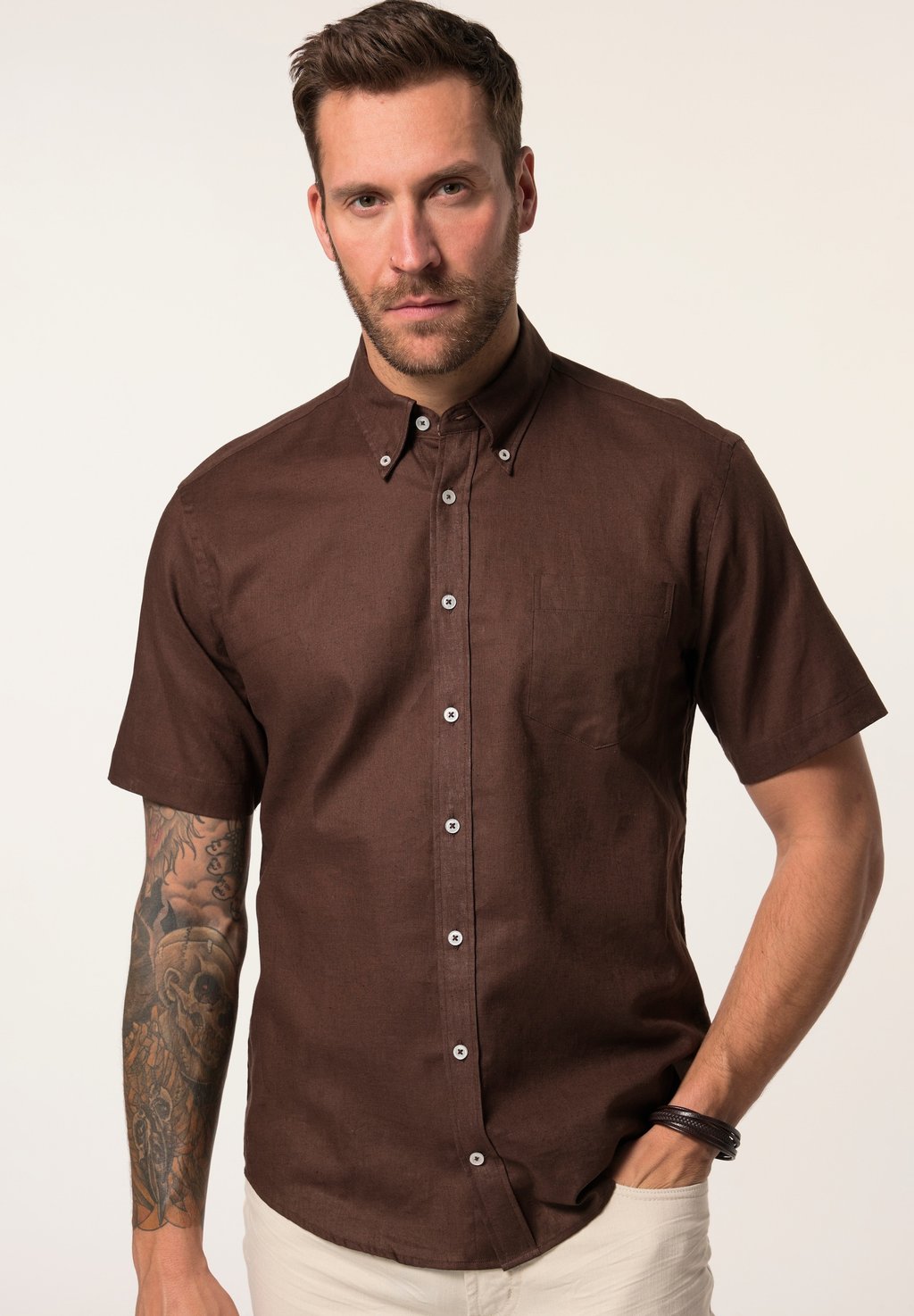 

Рубашка SHORT SLEEVES BUTTON-DOWN COLLAR MODERN FIT JP1880, коричневый