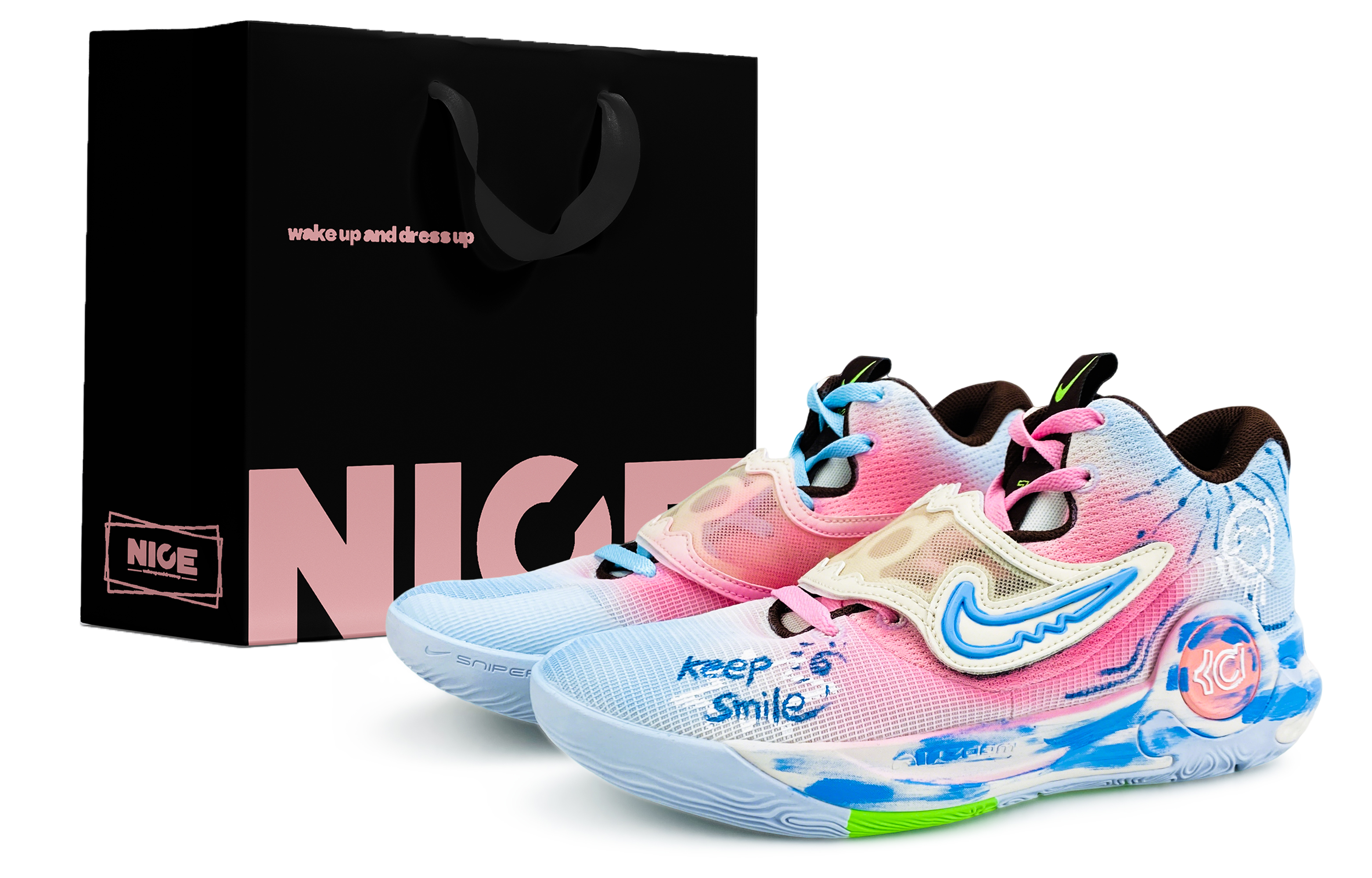 

Nike Баскетбольные кроссовки KD Trey 5 X с амортизацией, износостойкостью, дышащей поддержкой, низкие, мужские, розово-синие