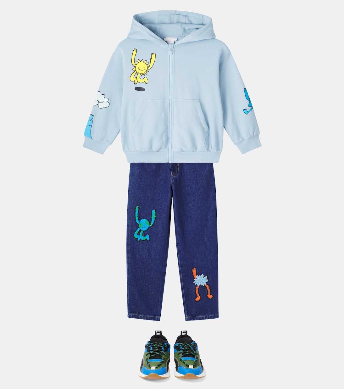 Хлопковая худи с принтом Stella McCartney Kids, Azure Blue — фото 2