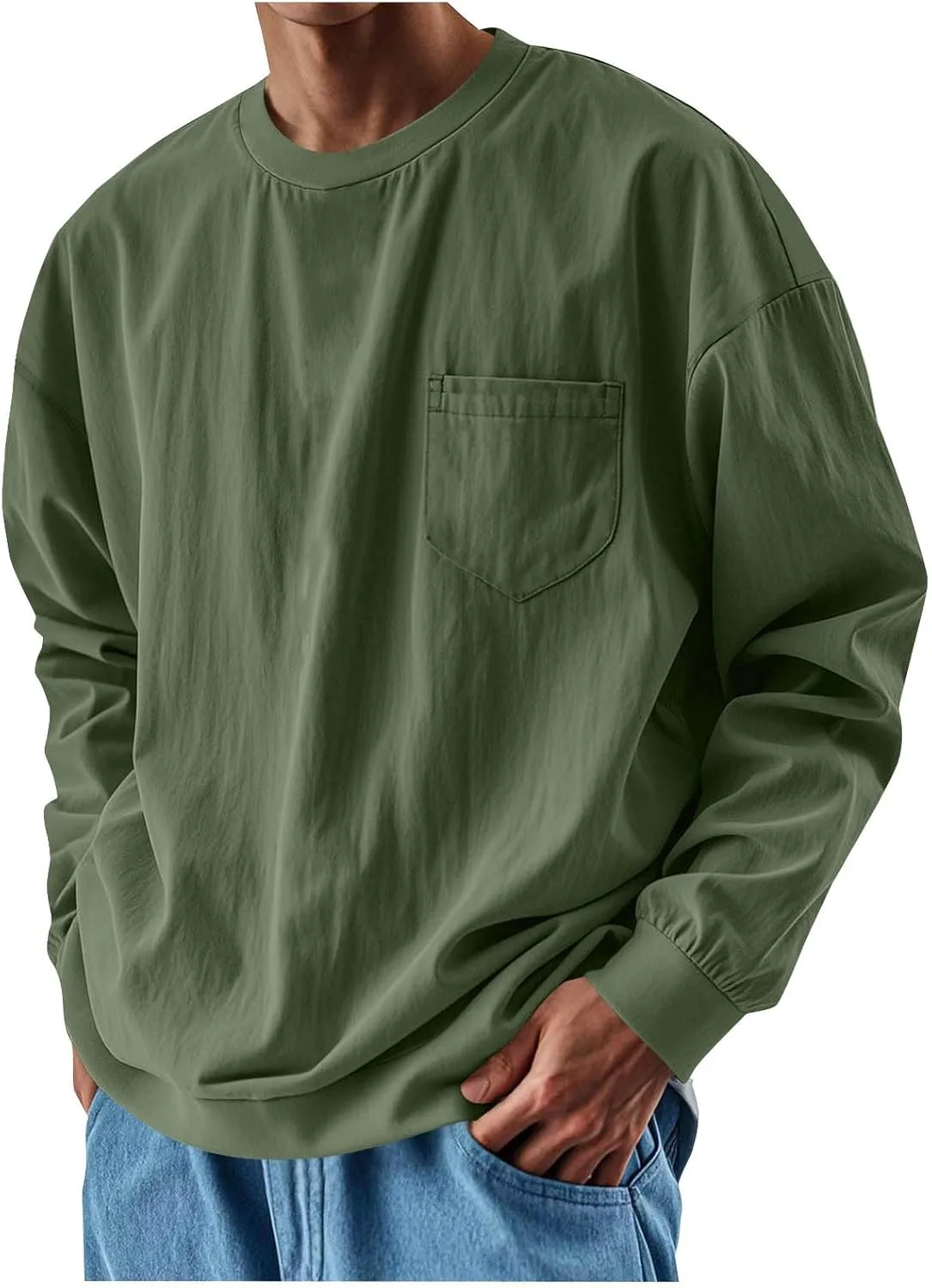 

Мужской оверсайз свитшот с длинным рукавом и карманом Xiaojmake