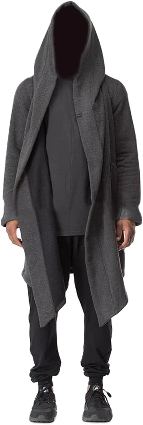 

Мужской длинный кардиган с капюшоном и воротником-шалью Hulpvktsgiq