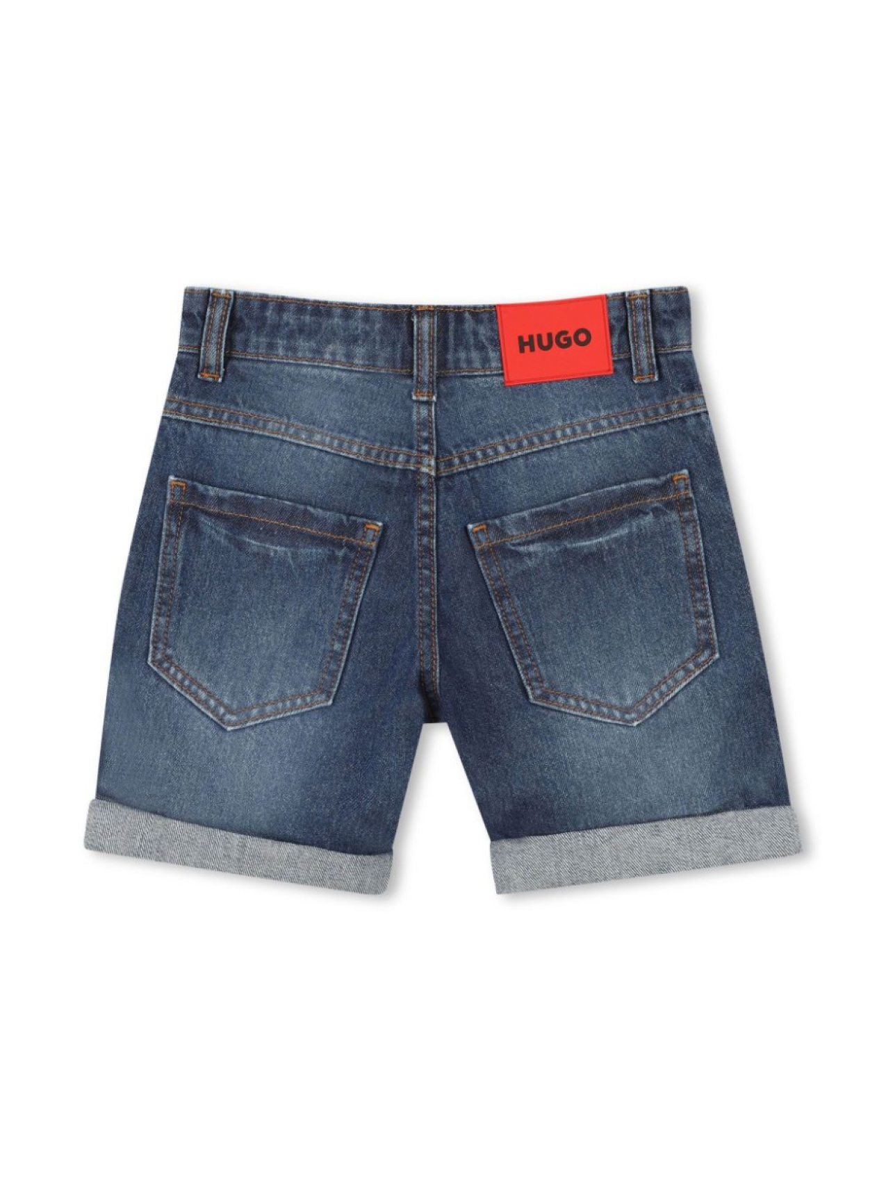 HUGO KIDS джинсовые шорты с нашивкой-логотипом, синий — фото 2