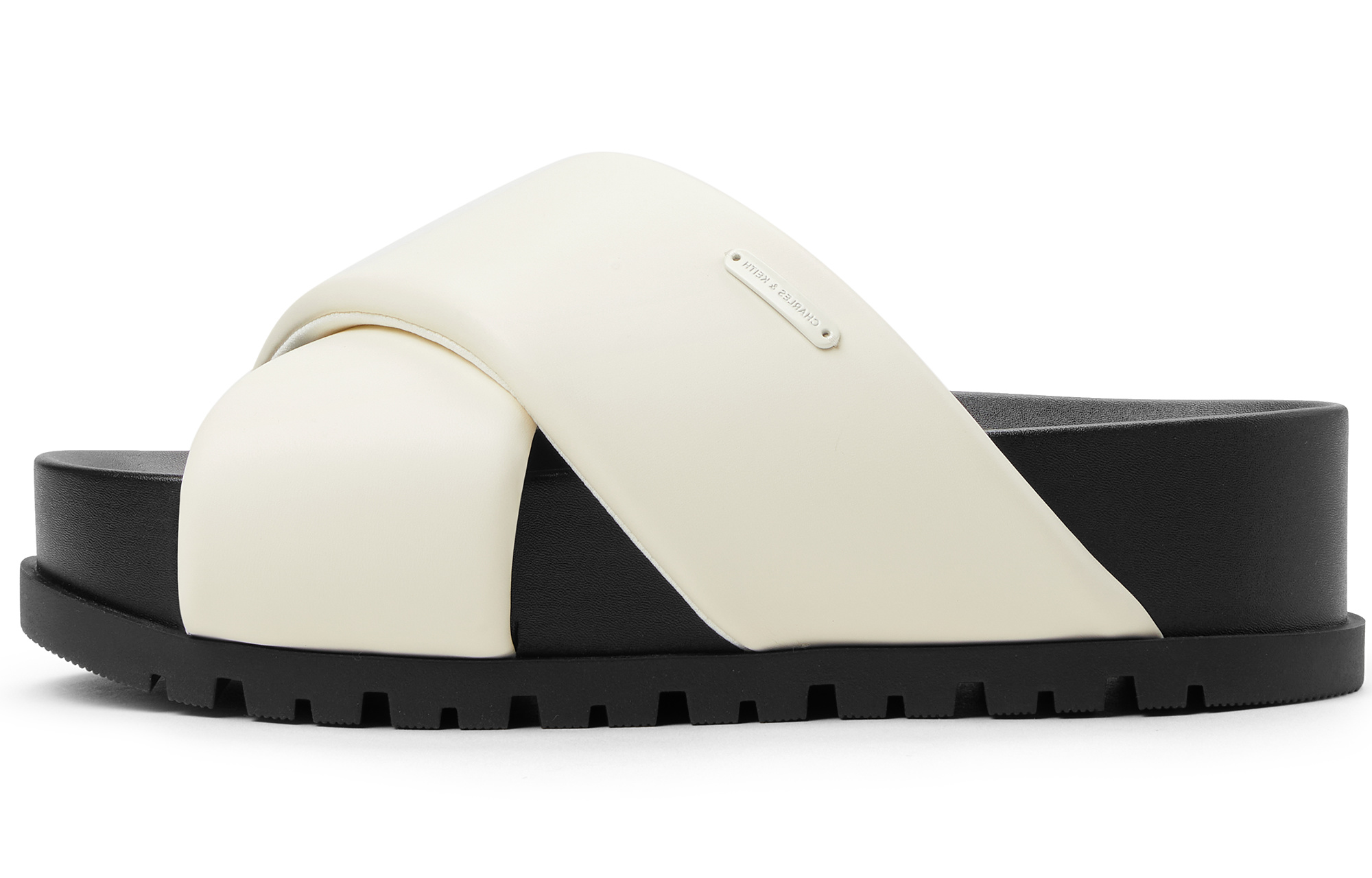 CHARLES&KEITH Комбинированные слайдеры с подошвой 4 см женские - мел розовый белый, цвет Chalk Pink White